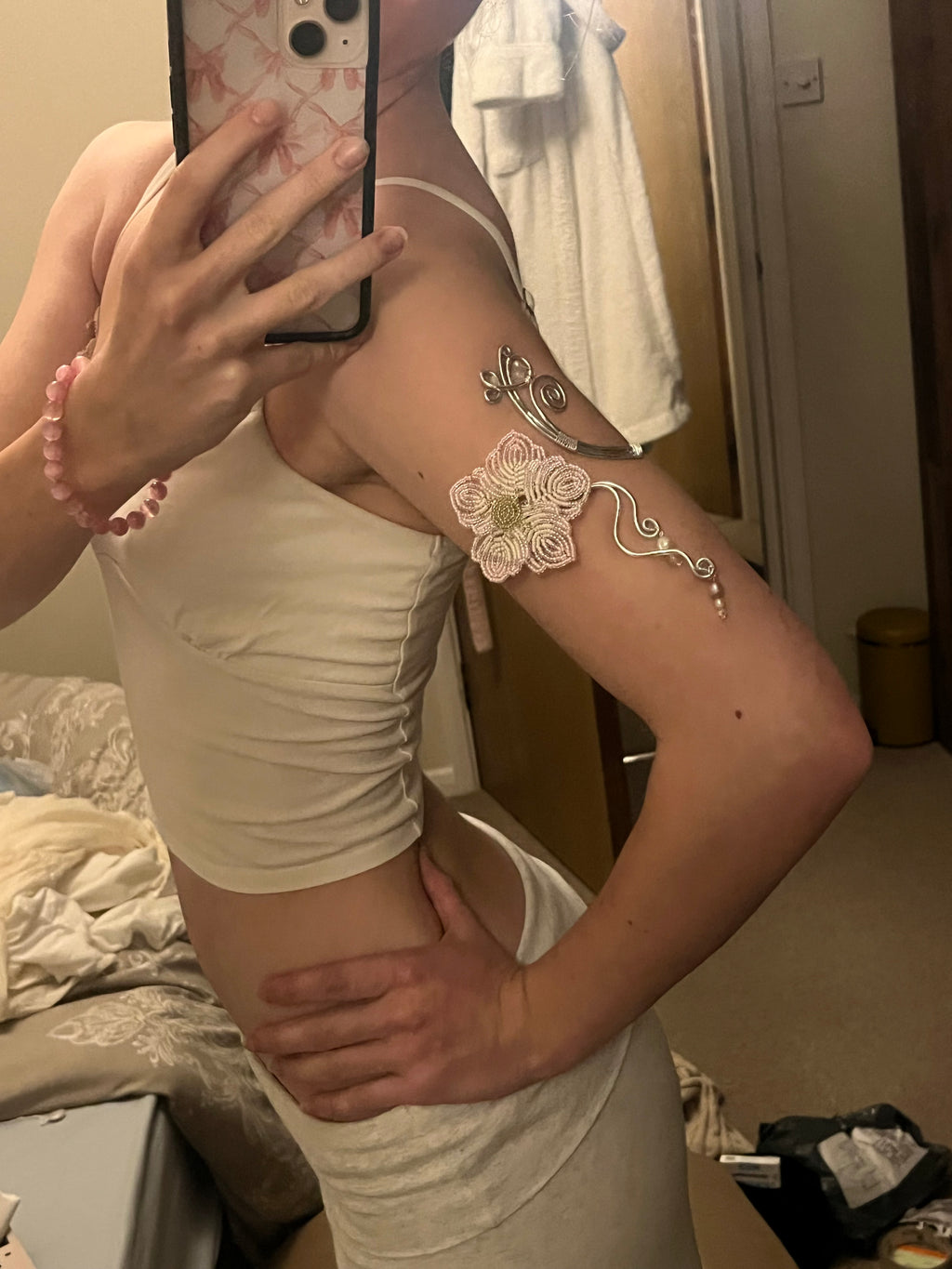 Pink hibiscus arm cuff