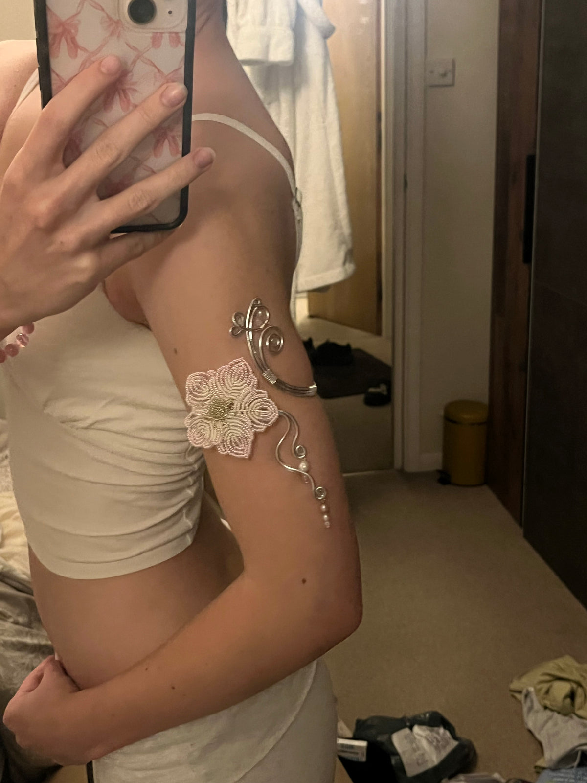 Pink hibiscus arm cuff
